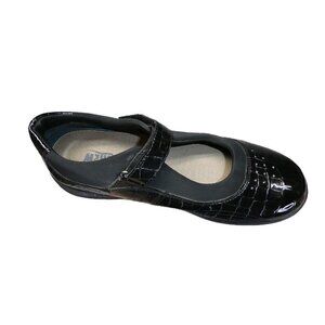 Drew Shoes Women's Rose 14375 Mary Jane Black Croc Patent Leather 10.5W Orthotic